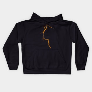 Cat portrait silhouette in contrast backlight Kids Hoodie